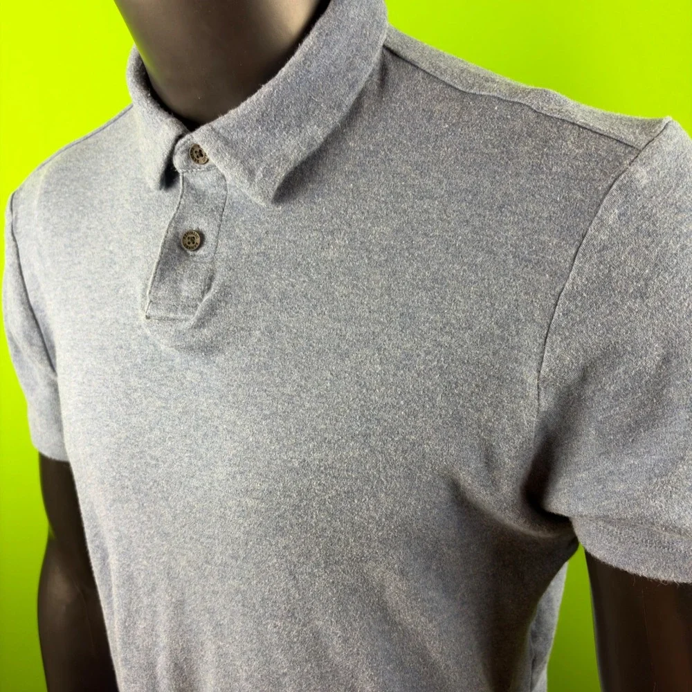 Banana Republic Luxe Performance Polo Mens L Heather Blue Cotton Golf Shirt